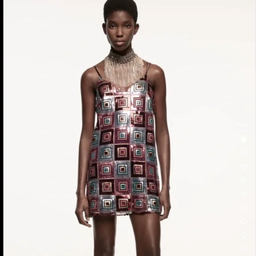 Zara Sequinned Festive Party Dress